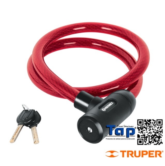 Imagen de CANDADO CABLE C LLAVE 20 MMX1.20 M HERMEX