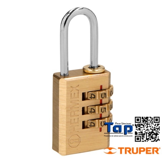 Imagen de CANDADO COMBINACION 20 MM CUERPO LATON EN BLISTER