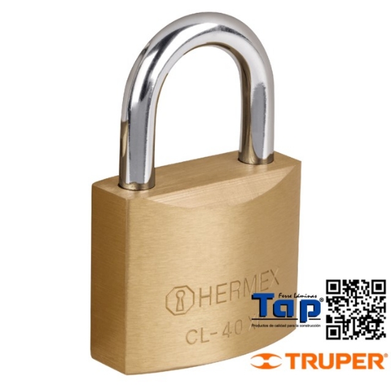 Imagen de CANDADO LATON 40 MM LLAVE TETRA EN BLISTER HERMEX