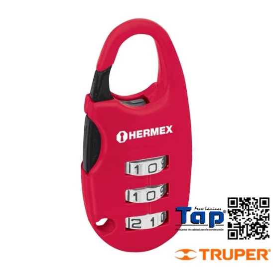 Imagen de CANDADO MALETERO COMBINACION 25 MM BLISTER HERMEX