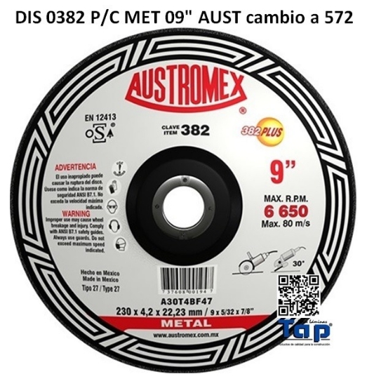 Imagen de DIS 0382 P/C MET 09" AUST cambio a 572