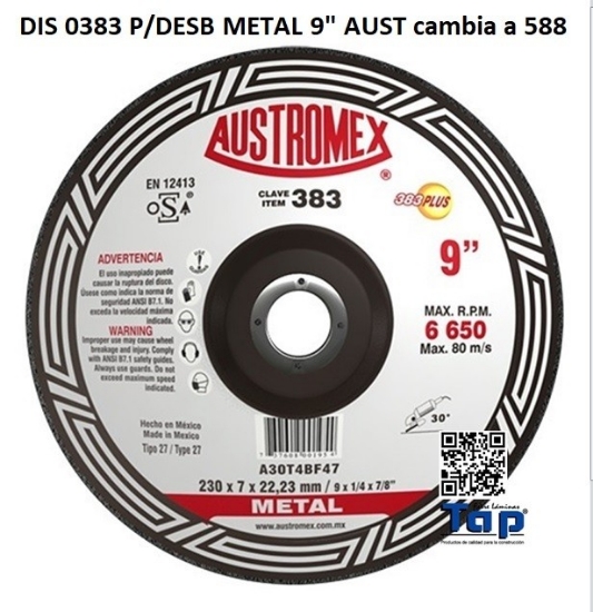 Imagen de DIS 0383 P/DESB METAL 9" AUST cambia a 588