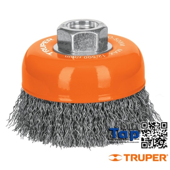 Imagen de CARDA COPA 075 3" ALAMONDULADO FINO EJE M14 TRUPER