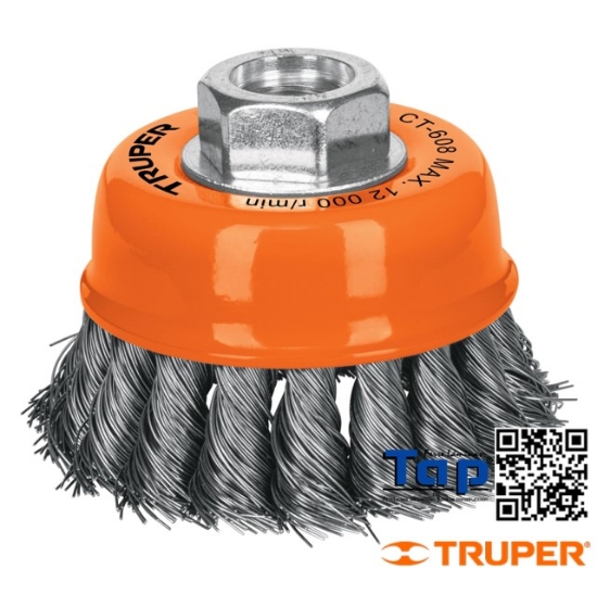 Imagen de CARDA COPA 075 3" ALAMTRENZADO FINO EJE 015 5/8"-11 TRUPER