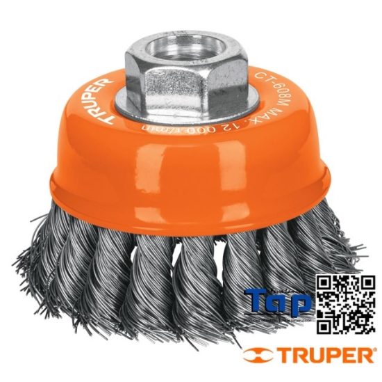 Imagen de CARDA COPA 075 3" ALAMTRENZADO FINO EJE M14 TRUPER