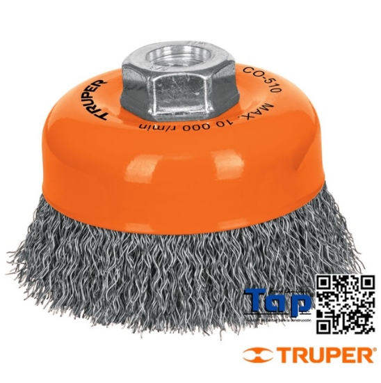 Imagen de CARDA COPA 100 4" ALAMONDULADO FINO EJE 015 5/8"-11 TRUPER
