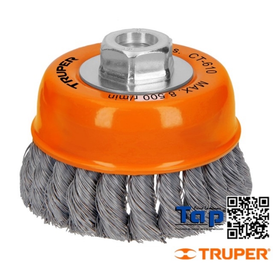 Imagen de CARDA COPA 100 4" ALAMTRENZADO FINO EJE 015 5/8"-11 TRUPER