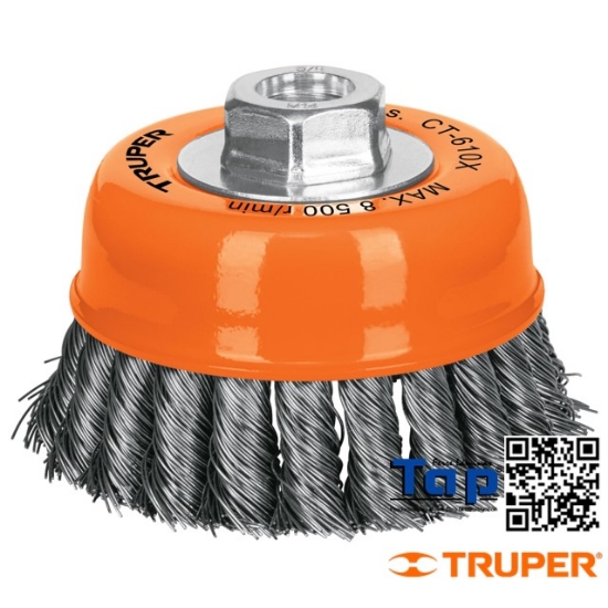 Imagen de CARDA COPA 100 4" ALAMTRENZADO GRUESO EJE 015 5/8"-11 TRUPER