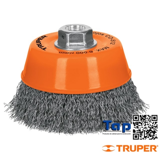 Imagen de CARDA COPA 125 5" ALAMONDULADO FINO EJE 015 5/8"-11 TRUPER