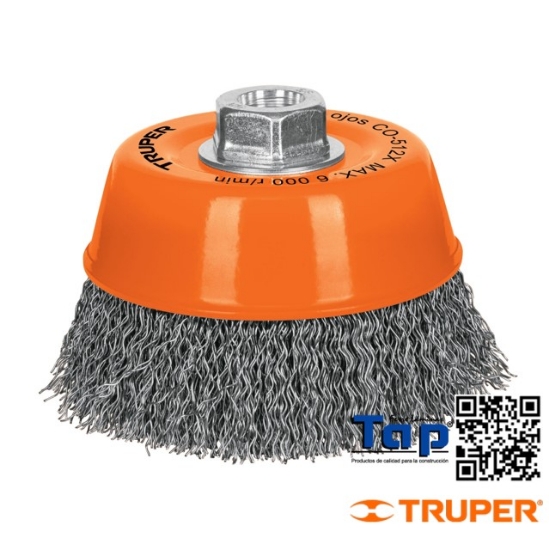 Imagen de CARDA COPA 125 5" ALAMONDULADO GRUESO EJE 015 5/8"-11 TRUPER