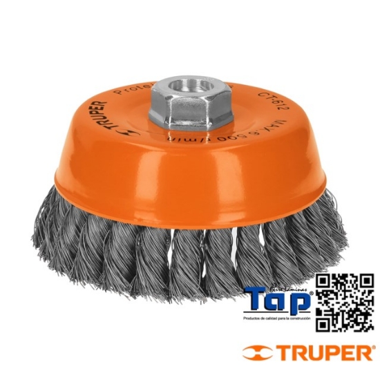Imagen de CARDA COPA 125 5" ALAMTRENZADO FINO EJE 015 5/8"-11 TRUPER