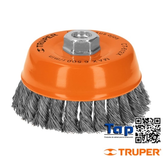 Imagen de CARDA COPA 125 5" ALAMTRENZADO GRUESO EJE 015 5/8"-11 TRUPER