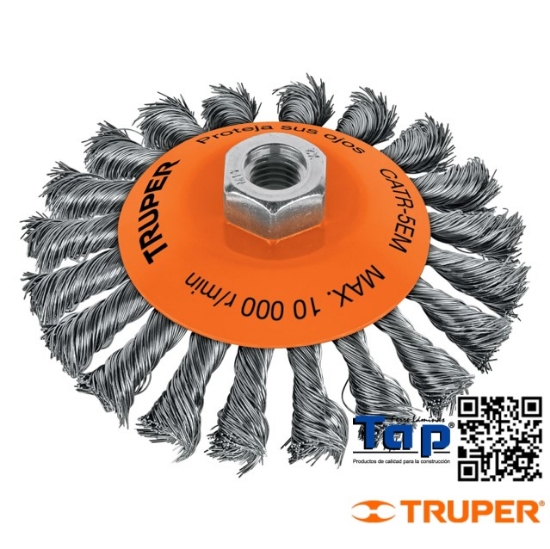 Imagen de CARDA T CONICO 125 5" ALAMTRENZADO EJE M14 TRUPER