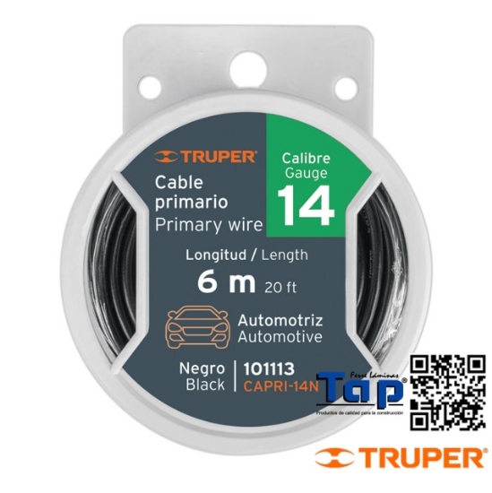 Imagen de CABLE PRIMARIO NEGRO CAL 10 TRUPER CARRETE C   2.5 M
