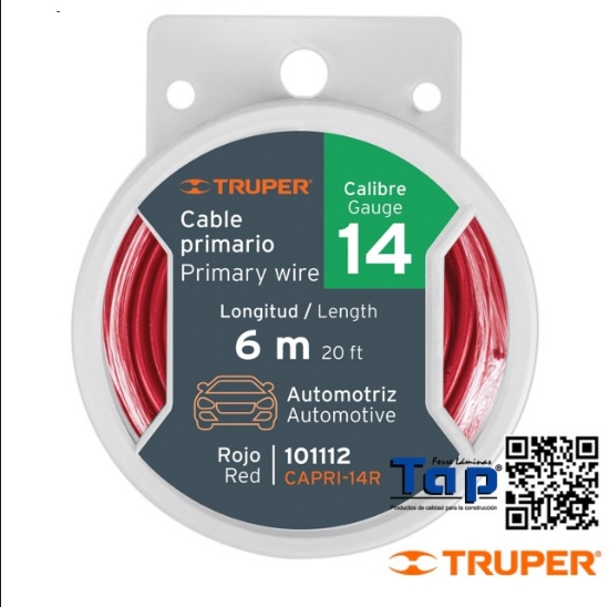 Imagen de CABLE PRIMARIO ROJO CAL 16 TRUPER CARRETE C   9 M