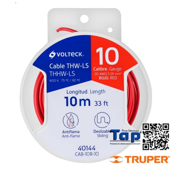 Imagen de CABLE THHW-LS 10 AWG ROJO VOLTECK CARRETE C  10 M