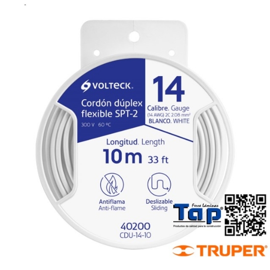 Imagen de CORDON DUPLEX FLEX SPT 14 AWG VOLTECK CARRETE C  10 M