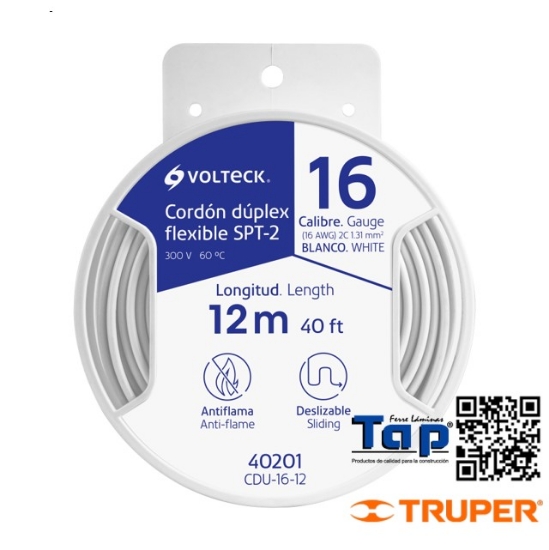 Imagen de CORDON DUPLEX FLEX SPT 16 AWG VOLTECK CARRETE C  12 M