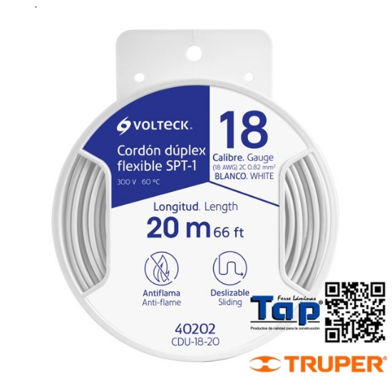 Imagen de CORDON DUPLEX FLEX SPT 18 AWG VOLTECK CARRETE C  20 M