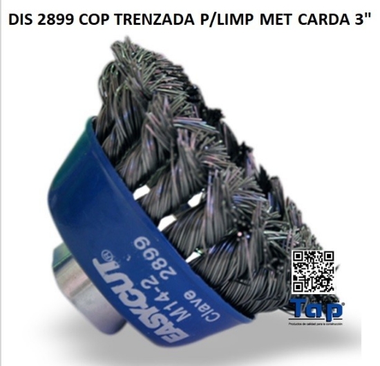 Imagen de DIS 2899 COP TRENZADA P/LIMP MET CARDA 3"