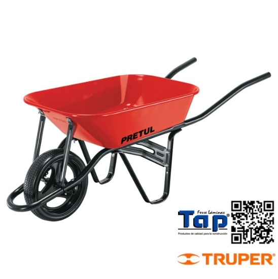 Imagen de CARRETILLA 3.5 FT3 ROJA IMPONCHABLE BASTIDOR TUBULAR PRETU