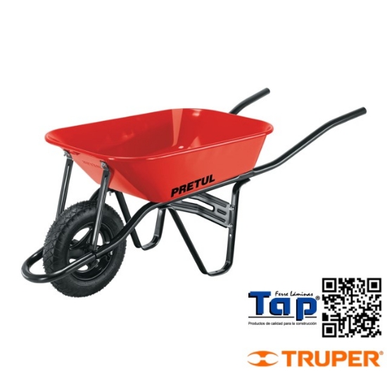 Imagen de CARRETILLA 3.5 FT3 ROJA NEUMATICA BASTIDOR TUBULAR PRETUL