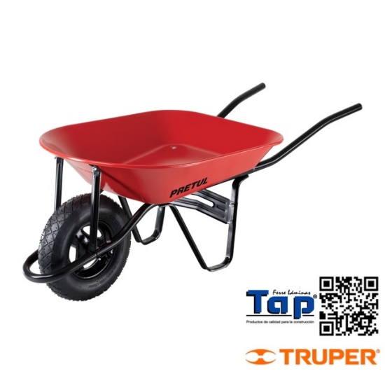 Imagen de CARRETILLA 4.5 FT3 ROJA NEUMATICA BASTIDOR TUBULAR,PRETUL