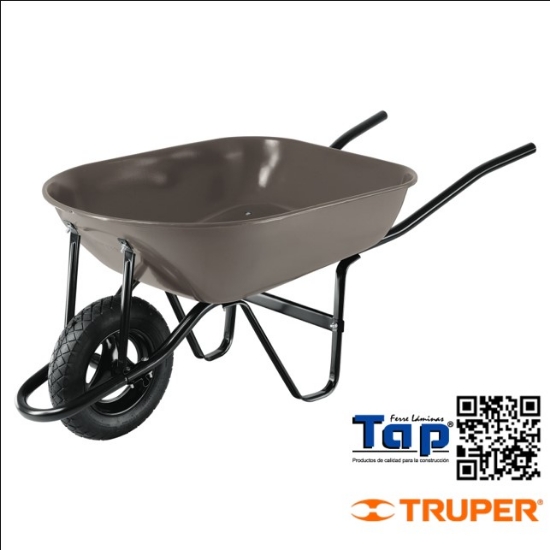 Imagen de CARRETILLA 5.5 FT3 GRIS NEUMATICA BASTIDOR TUBULAR,PRETUL