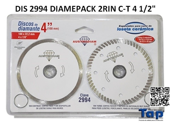 Imagen de DIS 2994 DIAMEPACK 2RIN C-T 4 1/2"