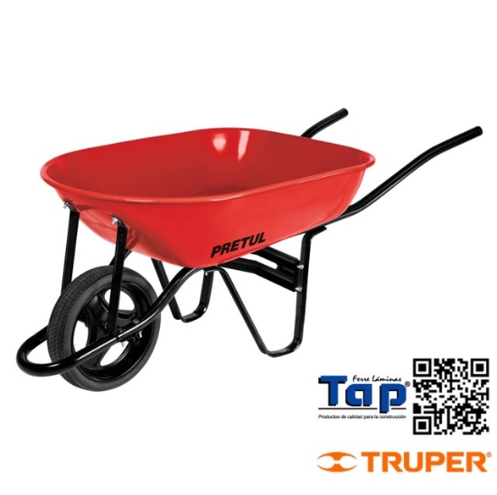 Imagen de CARRETILLA 5.5 FT3 ROJA IMPONCHABLE BASTIDOR TUBULAR,PRETUL