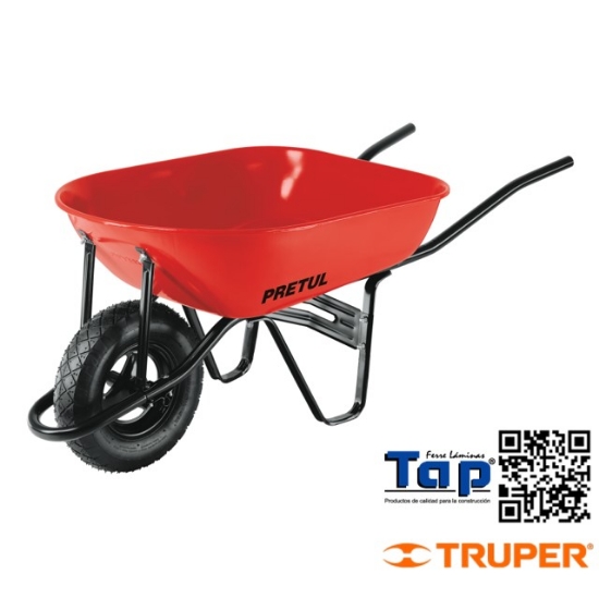Imagen de CARRETILLA 5.5 FT3 ROJA NEUMATICA BASTIDOR TUBULAR PRETUL