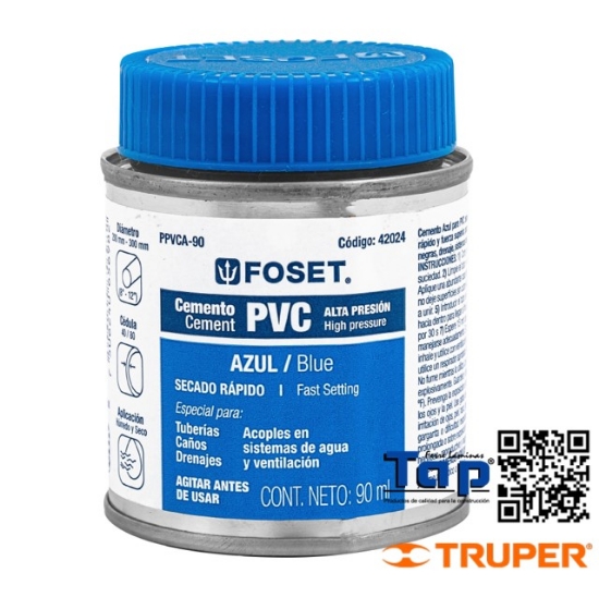 Imagen de CEMENTO AZUL P PVC EN BOTE  90 ML ALTA PRESION FOSET