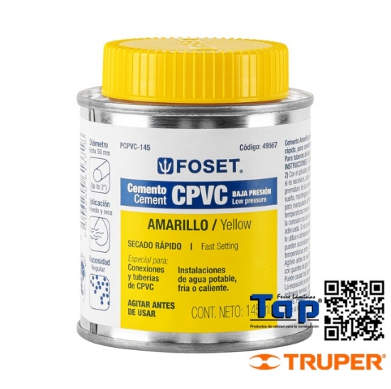 Imagen de CEMENTO P CPVC EN BOTE 145 ML BAJA PRESION FOSET