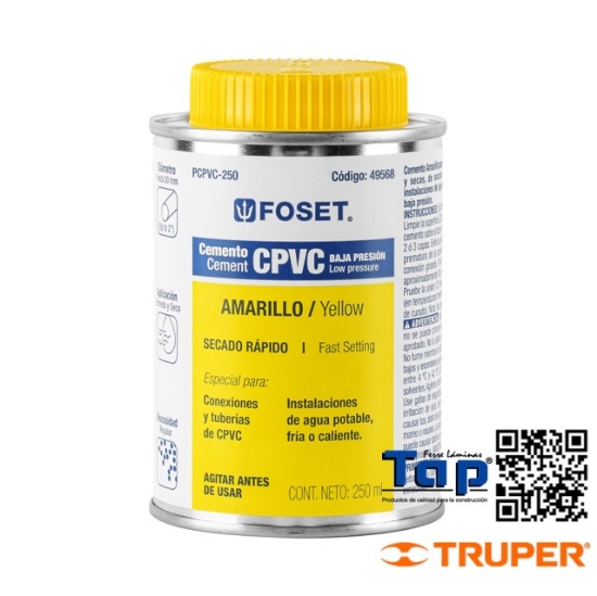 Imagen de CEMENTO P CPVC EN BOTE 250 ML BAJA PRESION FOSET