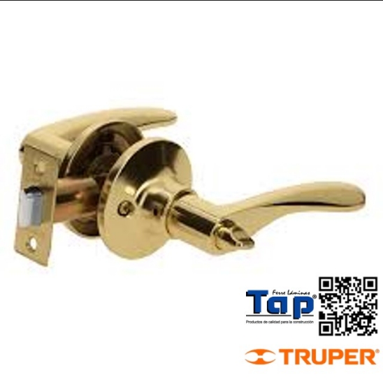 Imagen de CERRADURA MANIJA BAÑO LATON BRILLANTE CIL METALICO HERMEX