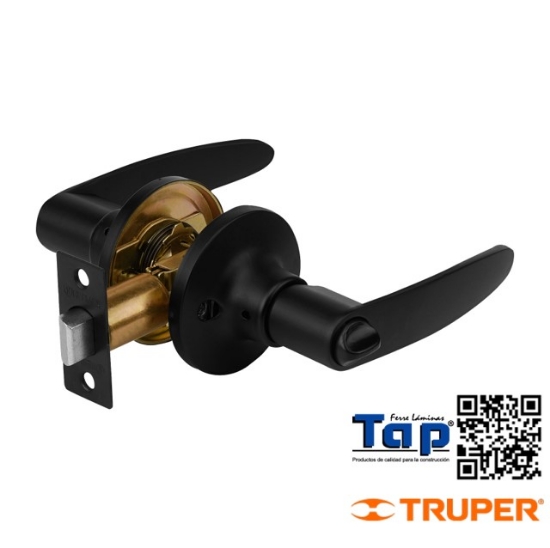 Imagen de CERRADURA MANIJA CILINDRO LATON NEGRO BAÑO HERMEX