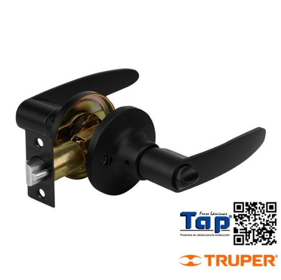 Imagen de CERRADURA MANIJA CILINDRO LATON NEGRO RECAMARA HERMEX