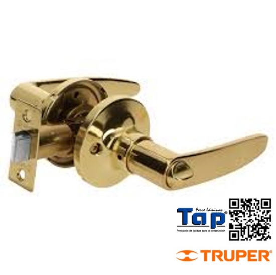 Imagen de CERRADURA MANIJA P BAÑO LATON BRILLANTE CILINDRO LATON
