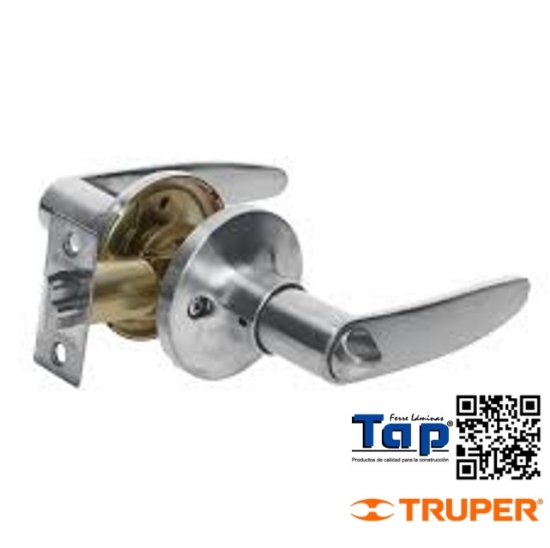 Imagen de CERRADURA MANIJA P RECAMARA CROMO MATE CILINDRO LATON