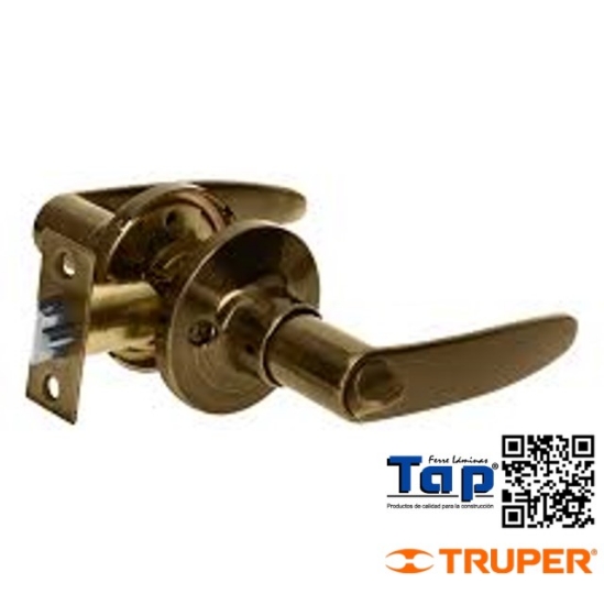 Imagen de CERRADURA MANIJA P RECAMARA LATON ANTIGUO CILINDRO LATON