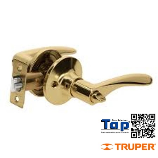 Imagen de CERRADURA MANIJA RECAMARA LATON BRILLANTE CIL METAL HERMEX