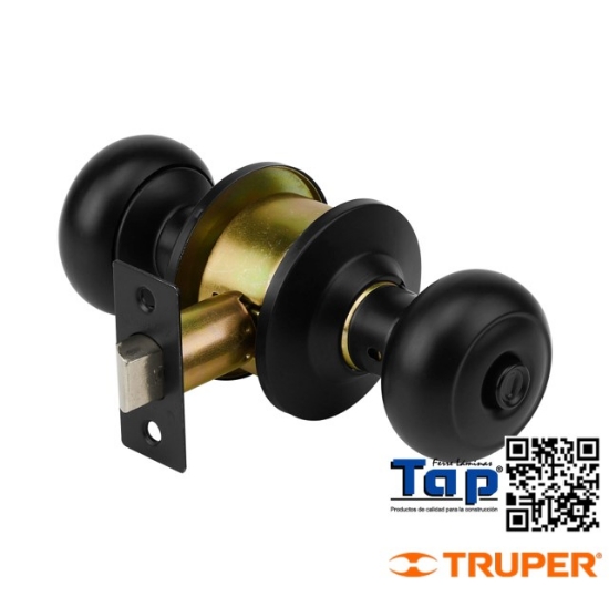 Imagen de CERRADURA POMO NEGRO OVAL BAÑO HERMEX