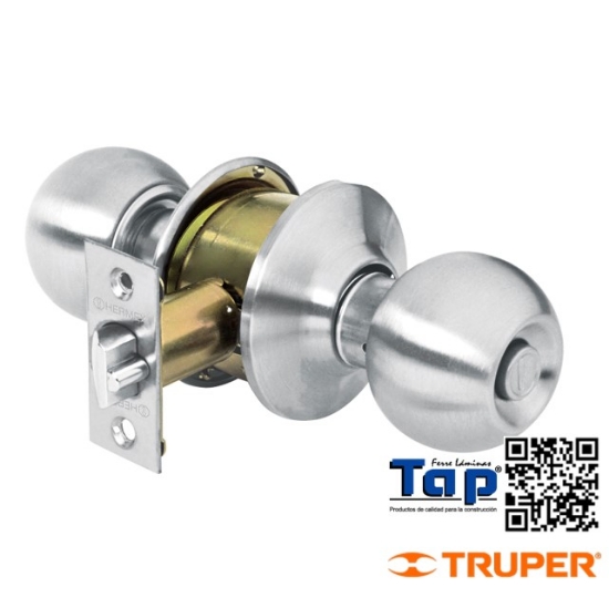Imagen de CERRADURA T ESFERA P RECAMARA CROMO MATE HERMEX