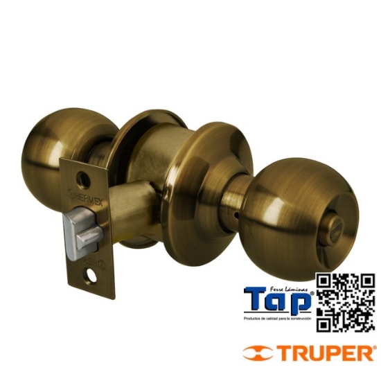 Imagen de CERRADURA T ESFERA P RECAMARA LATON ANTIGUO HERMEX
