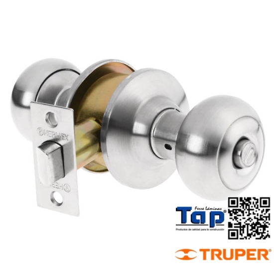 Imagen de CERRADURA T OVAL P BAÑO CROMO MATE HERMEX