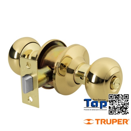 Imagen de CERRADURA T OVAL P BAÑO LATON BRILLANTE HERMEX