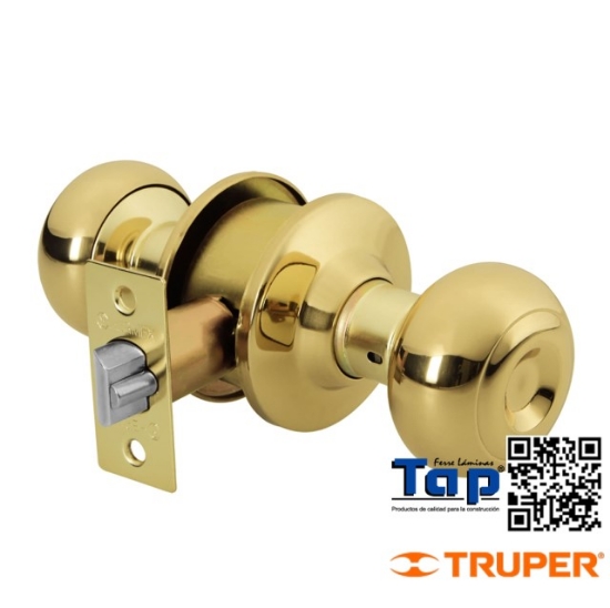 Imagen de CERRADURA T OVAL P ENTRADA LATON BRILLANTE HERMEX