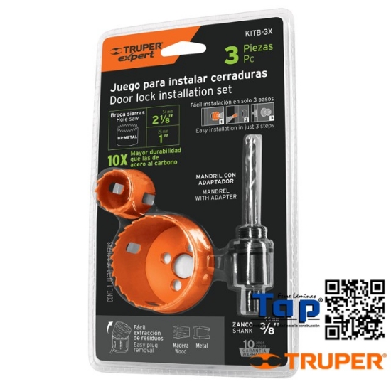 Imagen de CERRADURAS TRUPER EXPERT JGO 3 PZAS P INSTALAR