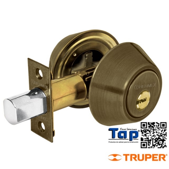 Imagen de CERROJO LLAVE-LLAVE LATON ANTIGUO LLAVE PUNTOS HERMEX B