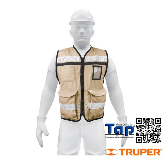 Imagen de CHALECO BRIGADISTA C CINTAS REFLEJANTES COLOR BEIGE